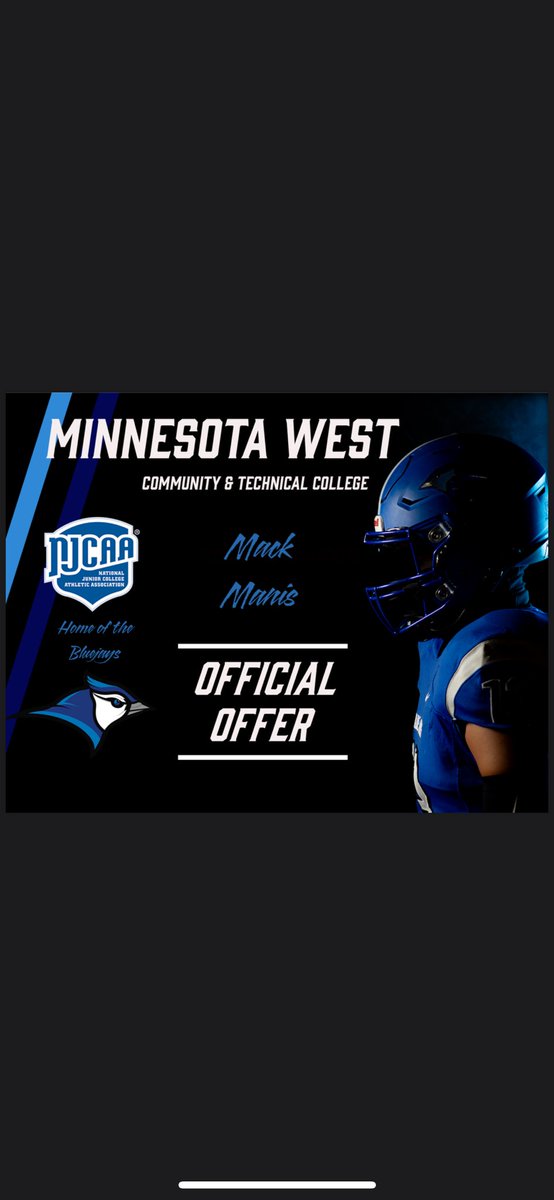Mack (@mackmanis_52) on Twitter photo After a great conversation with <a href="/CoachTucker25/">Blake Tucker</a> i am blessed to receive my first offer from <a href="/MnWestFootball/">Minnesota West Football</a> !!
<a href="/AthleticsBonham/">Bonham ISD Athletics</a> After a great conversation with <a href="/CoachTucker25/">Blake Tucker</a> i am blessed to receive my first offer from <a href="/MnWestFootball/">Minnesota West Football</a> !!
<a href="/AthleticsBonham/">Bonham ISD Athletics</a>