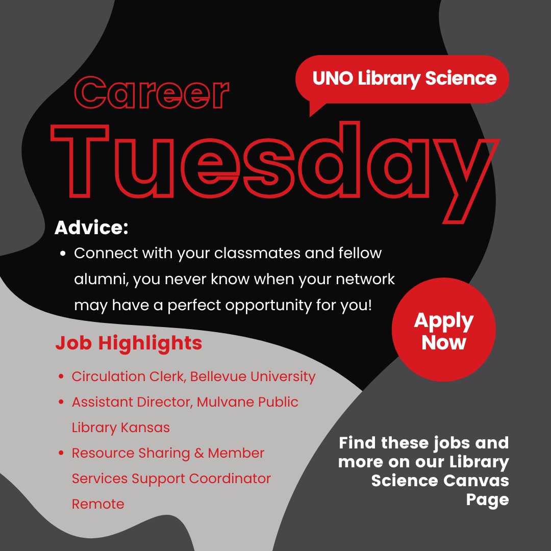 UNOLibraryEd's tweet image. It's Tuesday, and you know what that means... Another Library Career Tuesday! Got a job you want us to share or ones you are looking for? Let us know!