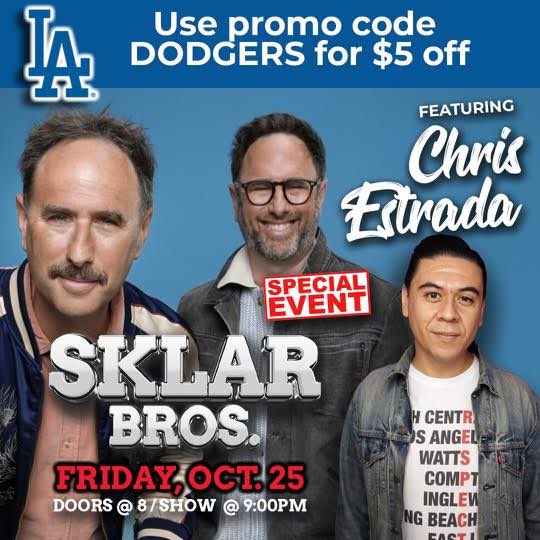 Let’s Go Bellflower, CA and all
Around LA!!  This Friday 10/25 9pm <a href="/TheStandUpCC/">The Stand Up Comedy Club</a> we are doing a headlining set with our guy <a href="/ChrisEstrada85/">Chris Estrada: Oct 3-5 Phoenix, AZ</a> featuring.  He’s brilliant and a headliner himself. We are lucky to have him.  Come see this killer show: ticketweb.com/event/sklar-br…
