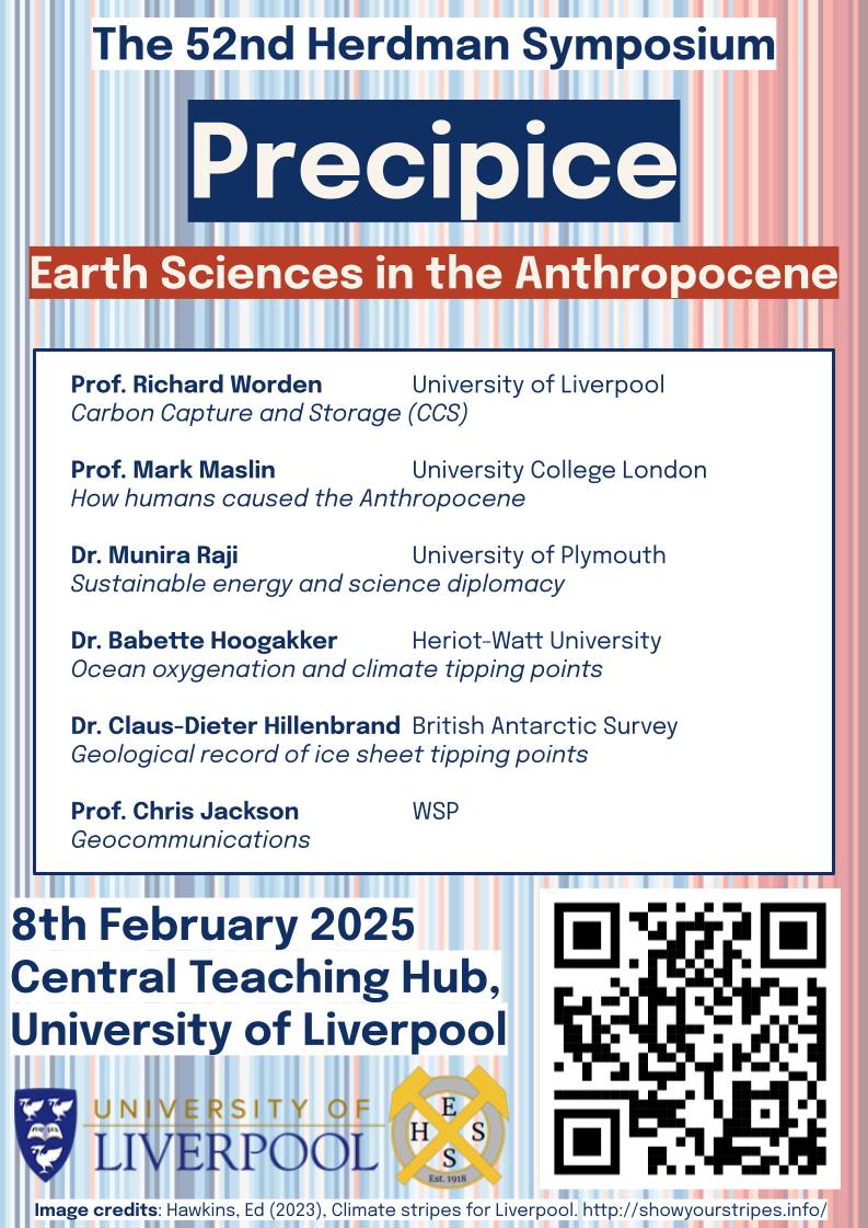 We're very pleased to share the speaker lineup for the 52nd Herdman Symposium, 'Precipice: Earth Sciences in the Anthropocene'.

#earthsciences #anthropocene #climatechange #climatecrisis #liverpool