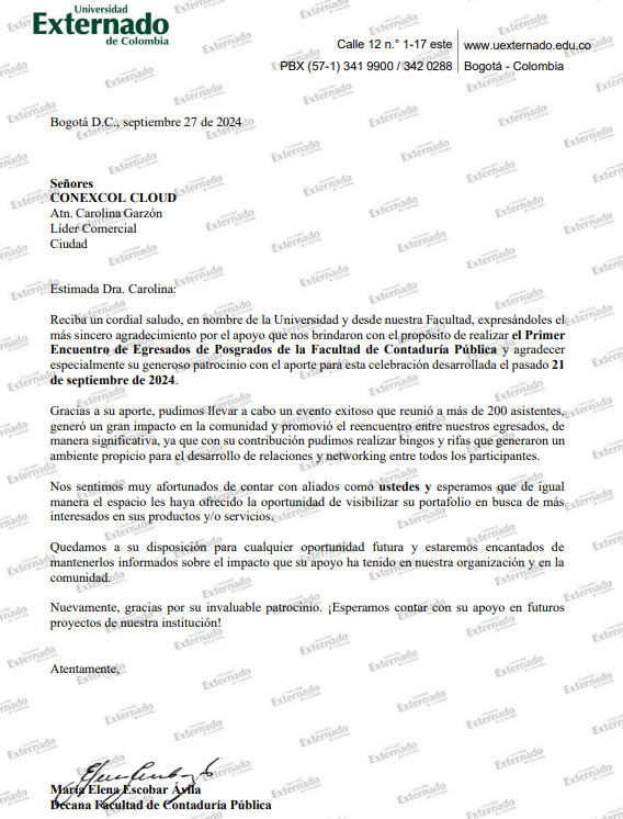 conexcol's tweet photo. El 21 de septiembre de 2024, @conexcol tuvo el honor de participar en el Primer Encuentro de Egresados de Posgrados de la @ContaduriaUEX de la @UExternado.

#TransformaciónDigital #AlianzaDigital #emprendedores #Conexcol #PresenciaDigital #ConveniosUniversitarios https://t.co/3o1pd2WMst