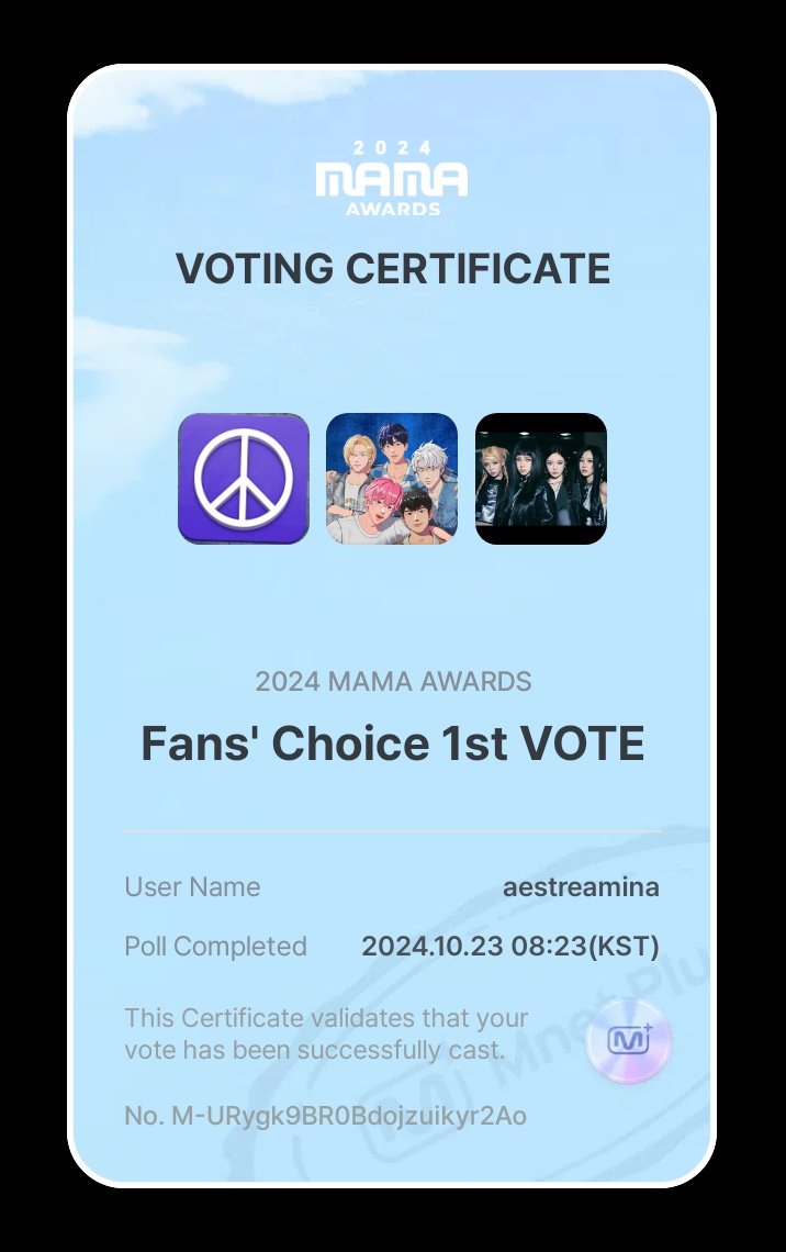 AeStreamsINA's tweet photo. 📢DAY-10
MYne, RT this tweet!

1 RT = 1 VOTE

I vote #aespa for Fans’ Choice - Female Award #2024MAMAVOTE https://t.co/VVkGA2lE4l