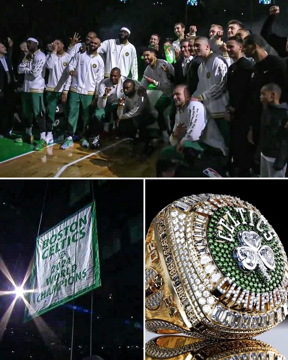 The Celtics raise their banner No. 18 and celebrate with their rings ☘️💍