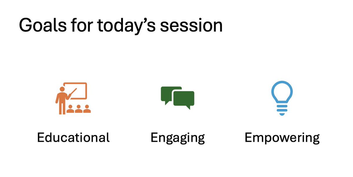 Learning objectives from my recent talk at a #Parkinsons support group on communication with neurologists or movement disorders specialists. Goals - educational, engaging, &amp; empowering for people living with #PD &amp; their care partners. #advocacy #empowerment #patientoutcomes