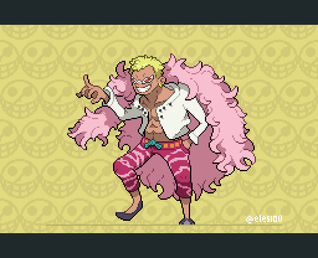 elesio0's tweet photo. 🎉Happy birthday Doffy 🎉

#ドフラミンゴ誕生祭2024 #ONEPIECE #pixelart https://t.co/myFwbWdRt2
