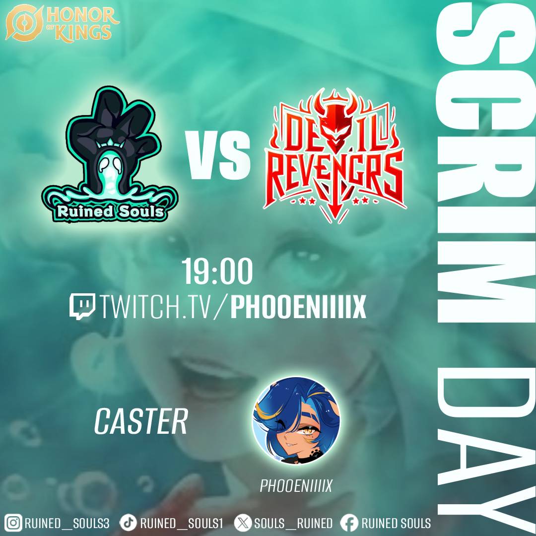 Ruined Souls (@souls_ruined) on Twitter photo ¡Hoy es día de scrim! 🛡️🔥 La división de Honor of Kings de Ruined Souls se enfrenta a Devil Revengers a las 19:00 hrs 🇲🇽.
Vívelo en directo con nuestro caster oficial <a href="/Phooeniiiix/">Phooeniiiix</a> por Twitch. ¡No faltes! 🕹️🐉
#RuinedSouls #HonorOfKings #VTuber #Esports ¡Hoy es día de scrim! 🛡️🔥 La división de Honor of Kings de Ruined Souls se enfrenta a Devil Revengers a las 19:00 hrs 🇲🇽.
Vívelo en directo con nuestro caster oficial <a href="/Phooeniiiix/">Phooeniiiix</a> por Twitch. ¡No faltes! 🕹️🐉
#RuinedSouls #HonorOfKings #VTuber #Esports