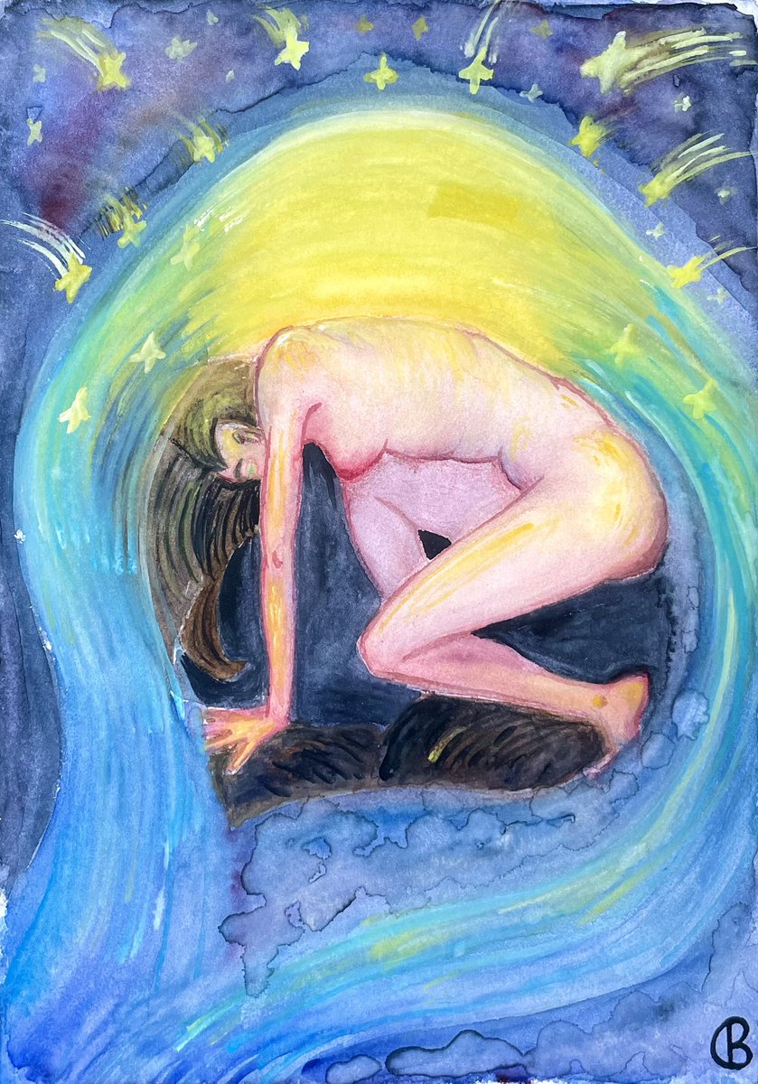 Good night 🩵

“Starfall”
watercolor, paper 
18/20 available 
7 $tez 

objkt.com/tokens/KT1N2SG…