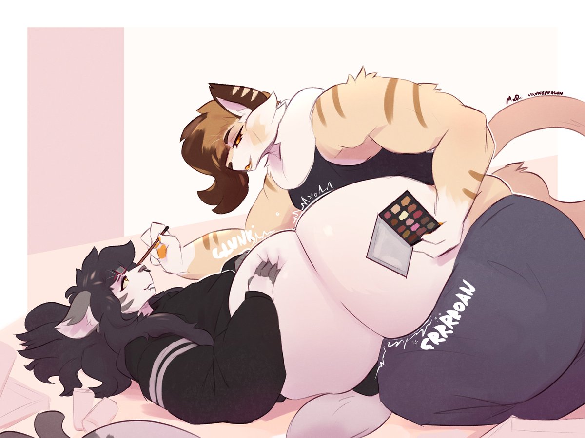 maxine_dragon_7's tweet photo. two pretty catboys preparing for another day of stuffing themselves live on stream https://t.co/1eCcYFR5k2