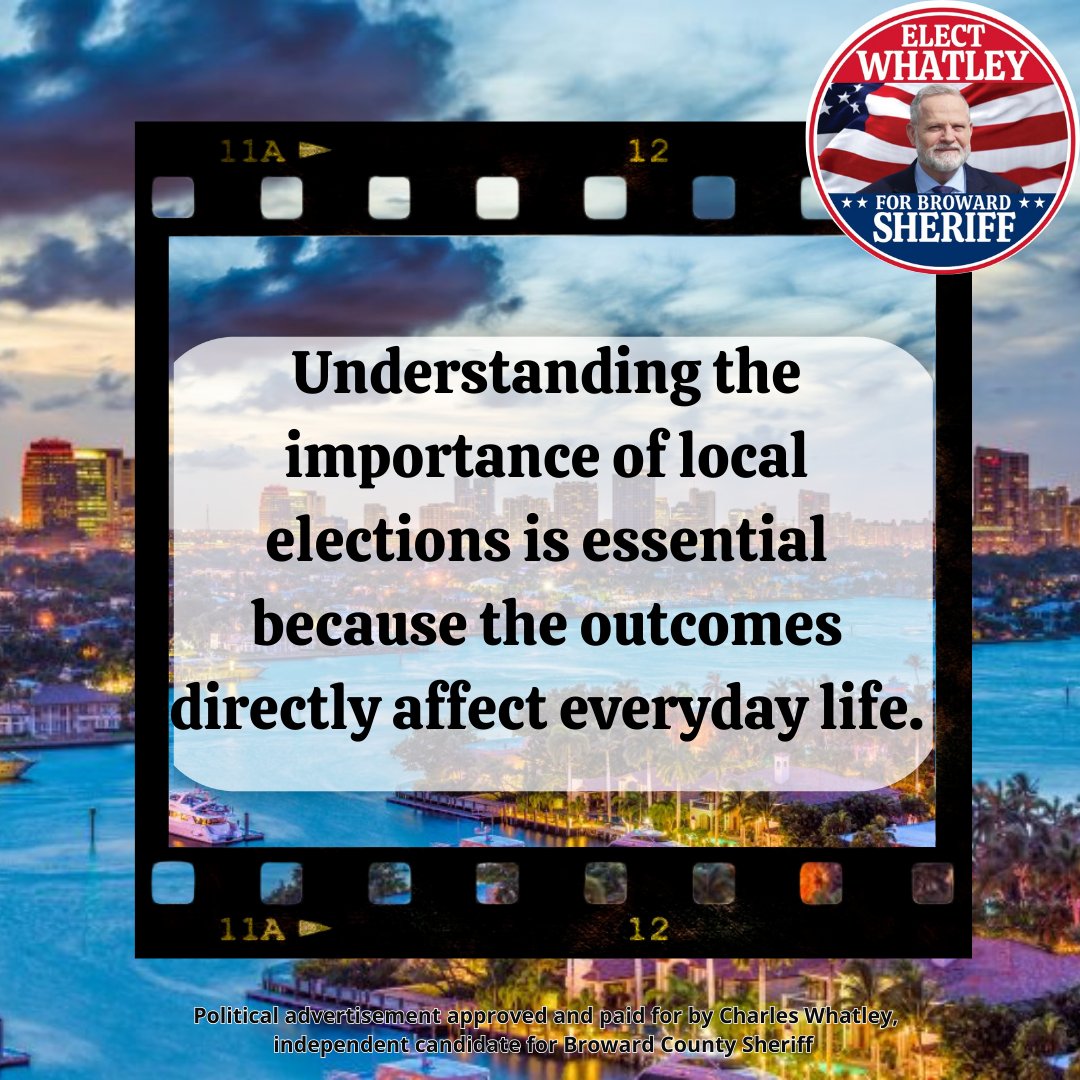 Whatley4Broward's tweet photo. 🗳Voting in local elections helps shape the decisions 🎯that impact the community where you live.🏘

#browardelections2024 #usademocracy #porteverglades #whatleyforbrowardseriff #browardcounty #BrowardVotes #firerescue #lawenforment #YourVoteMatters #bcpba https://t.co/1UXPZOQ1Cd