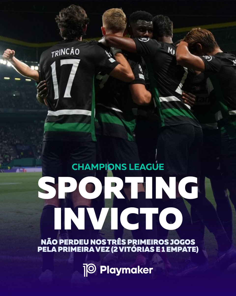 🦁Sporting faz história! Primeira vez que consegue estar invicto nos 3 primeiros jogos no formato ⭐️Champions League (2 vitórias, 1 empate).