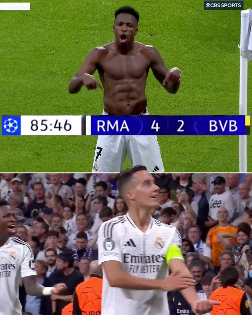 Underhållning på hög nivå ⭐️ 

▫️ 60' Antonio Rudiger (1-2)
▫️ 62' Vinicius (2-2)
▫️ 83' Lucas Vazquez (3-2)
▫️ 85' Vinicius (4-2)