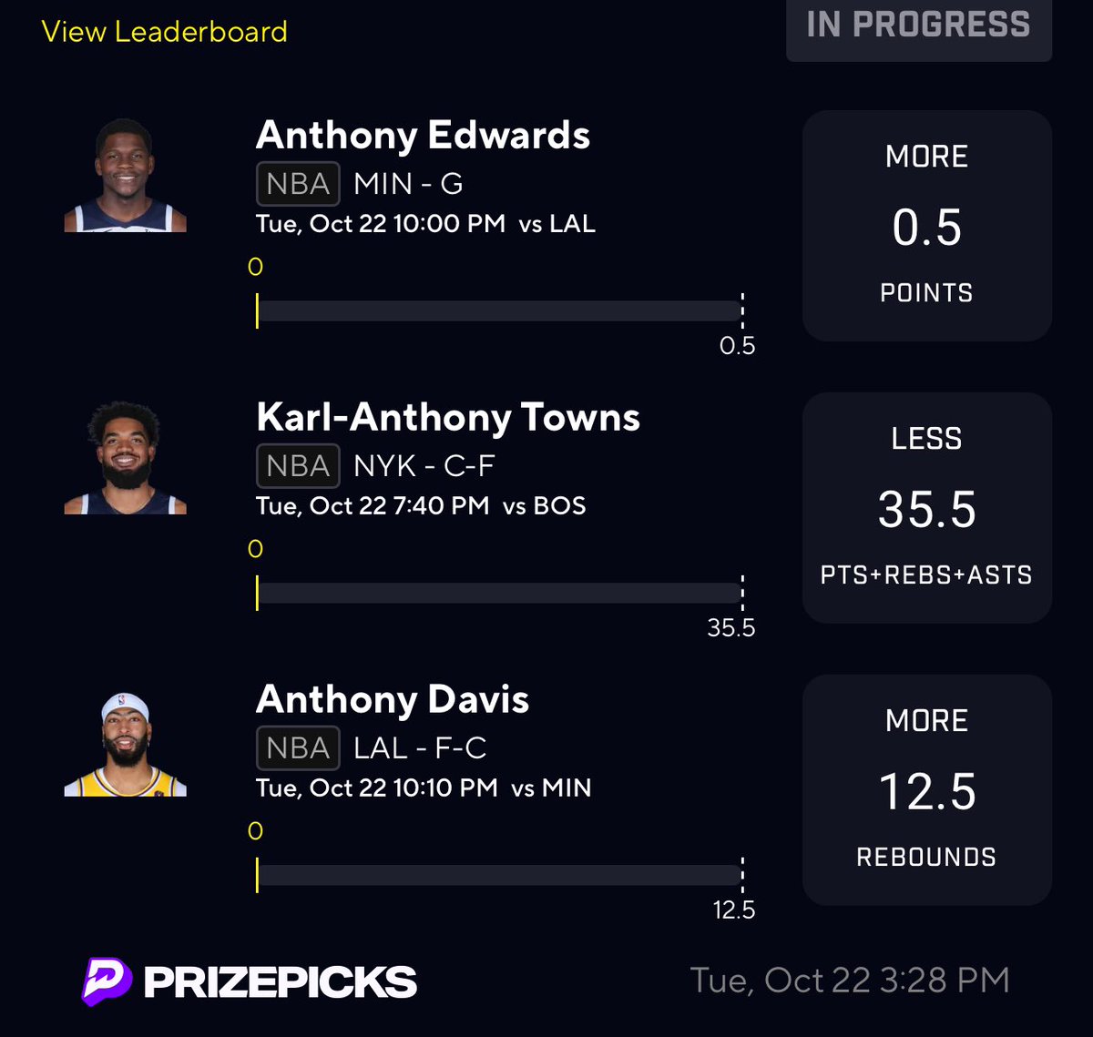 NBA IS BACK 

BRADBETS is Back 

Soon we will have write ups but I wanted to get these out tonight this is what I’m riding with on PrizePicks