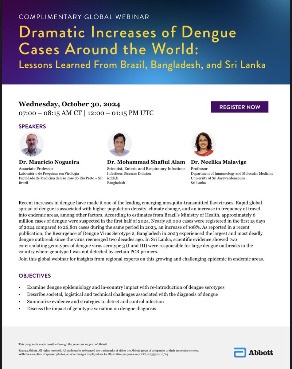 Next Wednesday! With <a href="/GMalavige/">Neelika Malavige</a> and Dr. Alam!