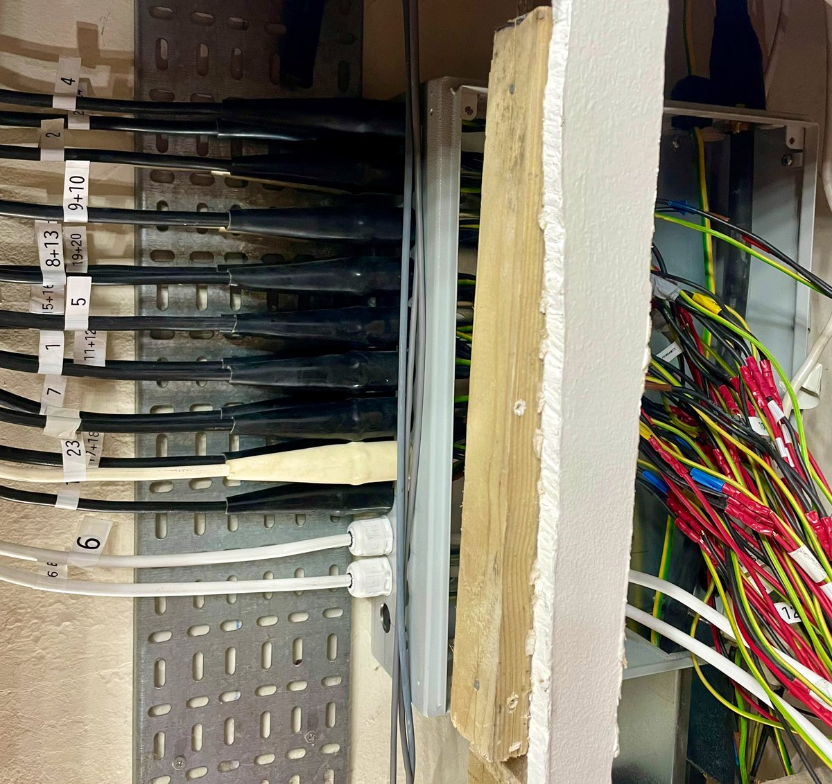 GTE55's tweet image. Helvar commercial dimmer upgrade at a church, pryo moved and reconnected. New LED compatible dimming system being fitted. #pyro #dimmers @Helvar_Lighting