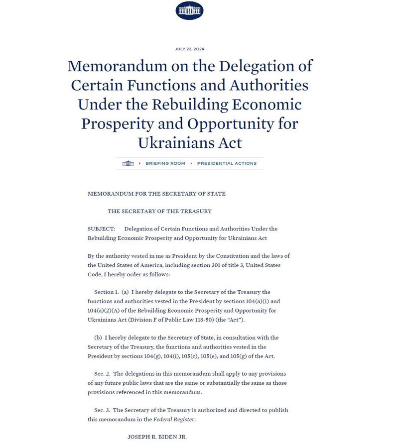 le_brooks's tweet photo. Biden July 22, 2024, he signed his authority to the TREASURY. Official document, also called money laundering. https://t.co/k7bmMu8KpT