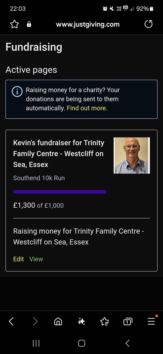 Just wanted to say a massive thank you to everyone who supported my recent charity fun run.
The final amount raised was 1300 pounds for Trinity Family Centre in Westcliff.