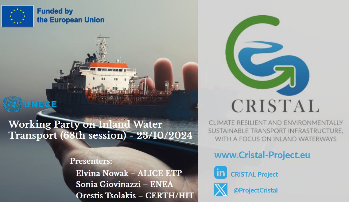 Proud to see Elvina Novak (ALICE), Orestis Tsolakis (CERTH), &amp; Sonia Giovinazzi (ENEA) representing the #CRISTALProject at the UNECE workshop in Geneva! 🚀🎉 Best of luck! 🌍🚢
#Innovation #SmartTechnologies #Geneva2024
