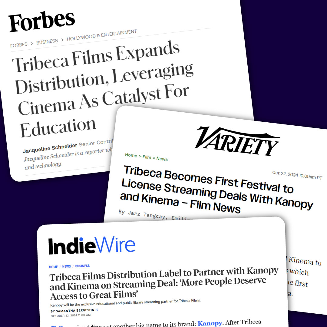 Hot off the presses! 📰🗞️
Kinema is excited to partner with <a href="/Tribeca/">Tribeca</a> Films, Giant Pictures, and <a href="/Kanopy/">Kanopy</a> to bring independent cinema to wider audiences.

Read the full announcement at indiewire.com/news/business/…!