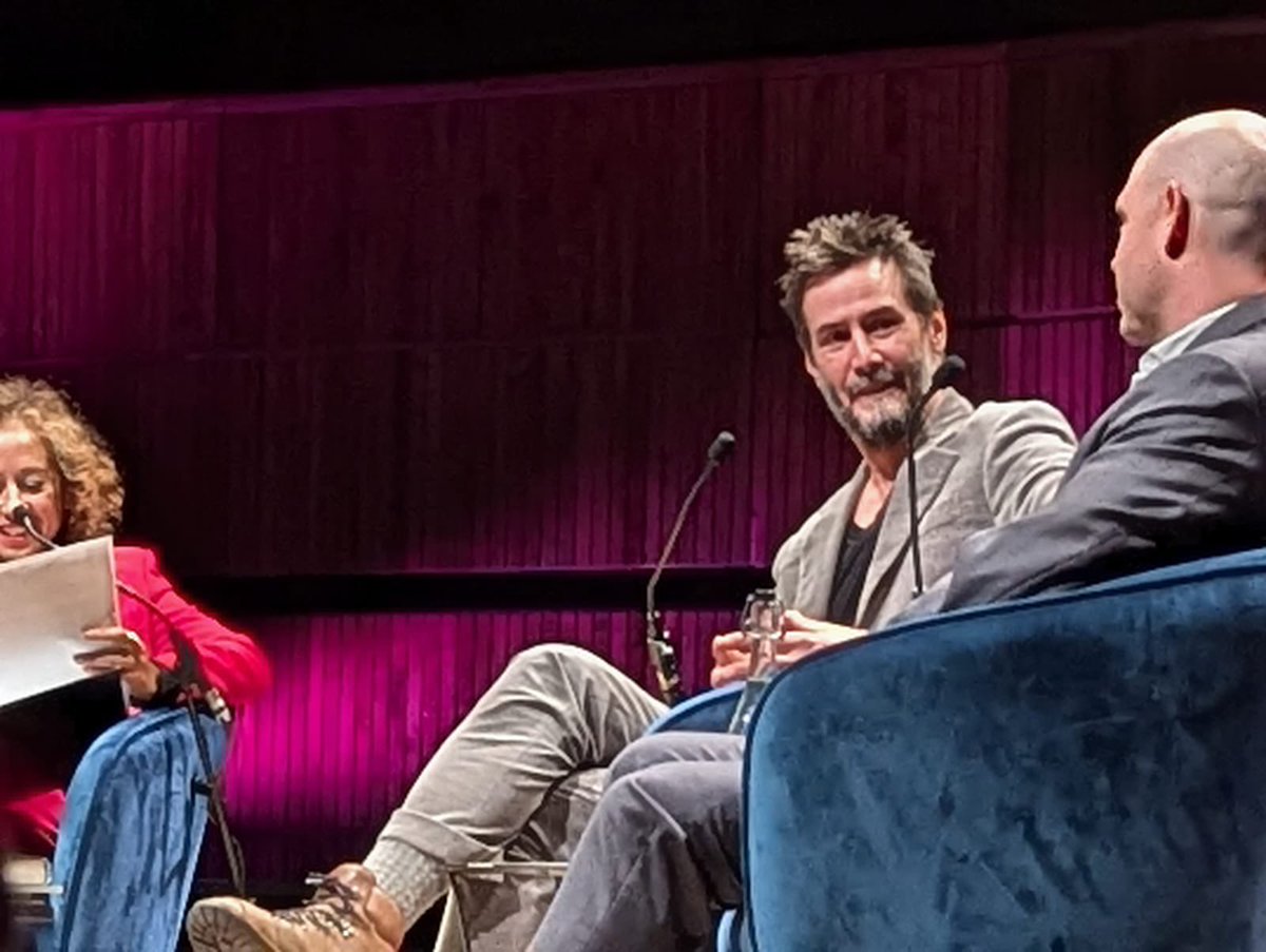 I was lucky enough to see the amazing #keanureeves at the #southbankcentre tonight. Front row seats. And a life long love affair. Massive bucket list item ticked off with @magic8track - next stop, New York baby! #bookofelsewhere #johnwick #pointbreak