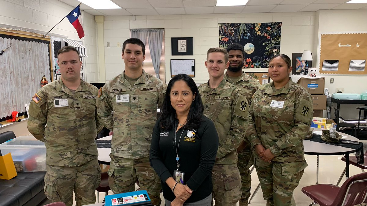 Military Mondays at Ensor with Ms. Campos, our Parent Liaison. #TeamSISD #Ensor_MS