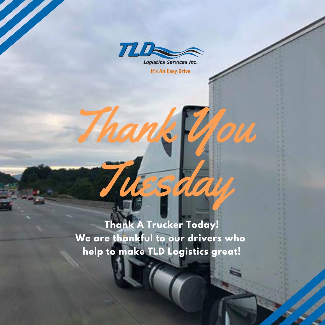 We want to give a BIG shoutout to our amazing truck drivers! Your tireless work and dedication keeps America moving forward. Thank you for all that you do! #TLDLogistics #ThankATrucker #ThankYouTuesday