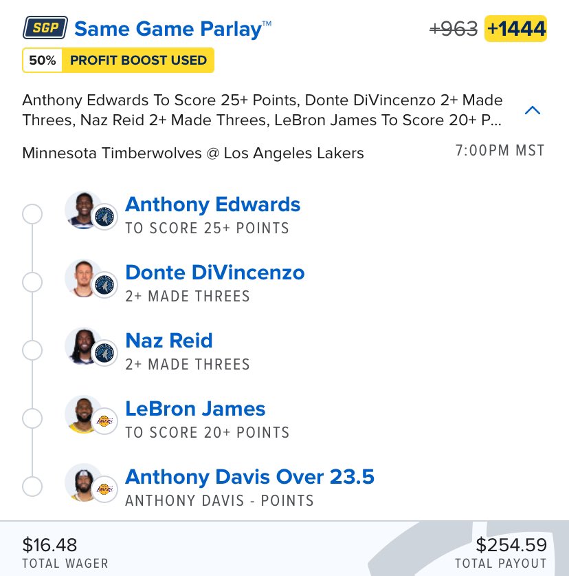 Parlay_Playbook's tweet photo. SGP we’re doing for opening night of the NBA season🏀
#NBA #Fanduel #SGP #SameGameParlay #Draftkings #bet365 #Fnatics #UnderdogFantasy #Lakeshow #BringTheNice https://t.co/QAaWu4SUva