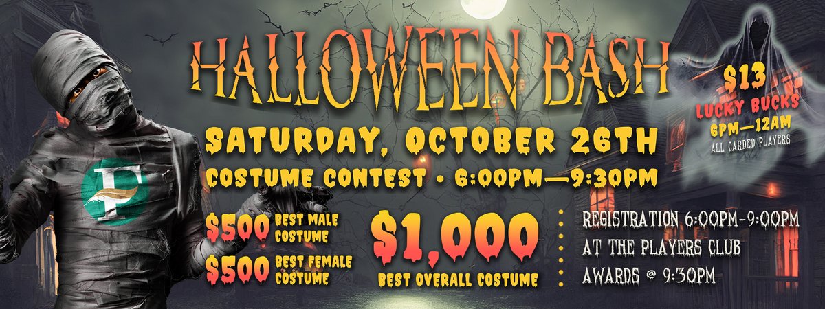 Our Halloween Bash is creeping up on Sat., 10/26! Put on your scariest, funniest, or most creative costume &amp; join us for a night of live music, #costumecontest, &amp; wicked drink specials. Are you ready to win the costume contest? See you here! #FeatherFallsCasino #OrovilleEvents