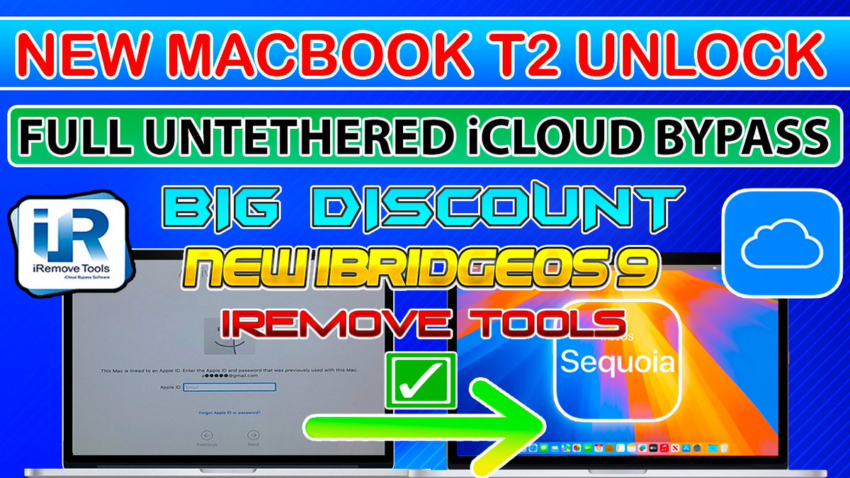 iamjustatech's tweet image. 💻 🔓 New Untethered iCloud Activation Bypass T2 Macs New iBridgeOS 9/MacOS Sequoia, iRemove Tools 

🎥 Watch Now : youtu.be/wrLaKAHN2q0

🎁 ⭐️ Apply Discount Promo Code : justatech
&amp;amp; Get Extra 10-15% Discount INSTANTLY on all Services Available on iRemove Tools Web Enjoy 😍❤️