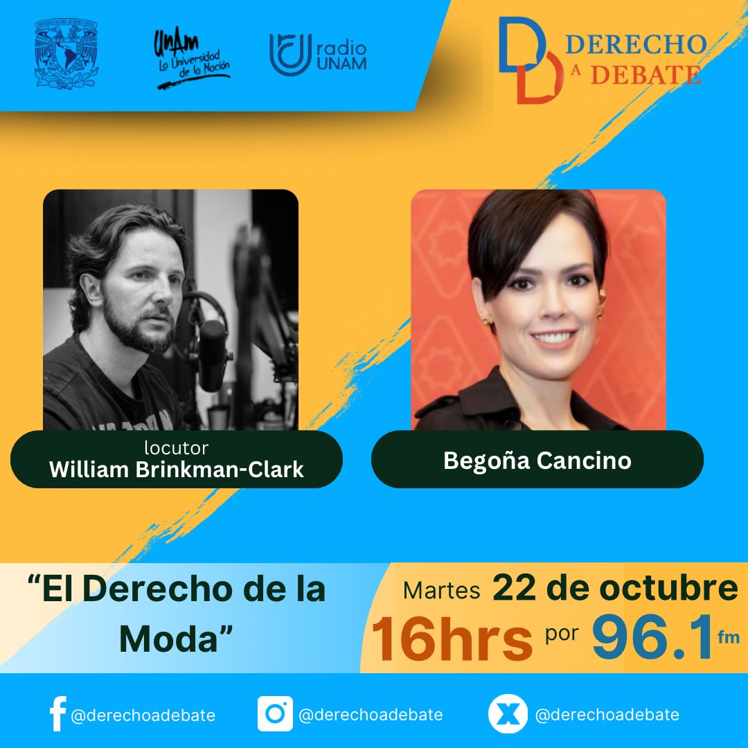 El #derecho de la #moda con
#BegoñaCancino
Sintonízanos por el 96.1fm <a href="/RadioUNAM/">Radio UNAM</a> 
🎙️ <a href="/WilliamBrinkman/">William Brinkman-Clark</a> 
#enlaculturadelalegalidadparticipamostodostodasytodes