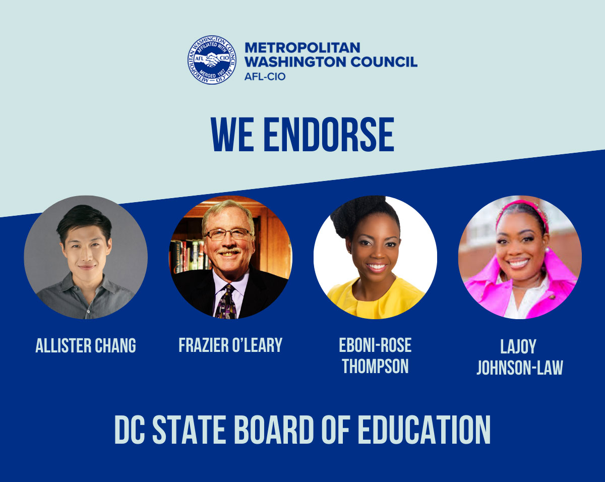 Metro Washington Council AFL-CIO (@dclabor) on Twitter photo For DC State Board of Education, we endorse <a href="/Allister4Ward2/">Allister Chang</a>, @ForOleary, <a href="/Eboni_RoseDC/">Ward 7 Rep. Eboni-Rose Thompson</a>, and <a href="/LaJoyforWard8/">LaJoy Johnson-Law</a>. For DC State Board of Education, we endorse <a href="/Allister4Ward2/">Allister Chang</a>, @ForOleary, <a href="/Eboni_RoseDC/">Ward 7 Rep. Eboni-Rose Thompson</a>, and <a href="/LaJoyforWard8/">LaJoy Johnson-Law</a>.