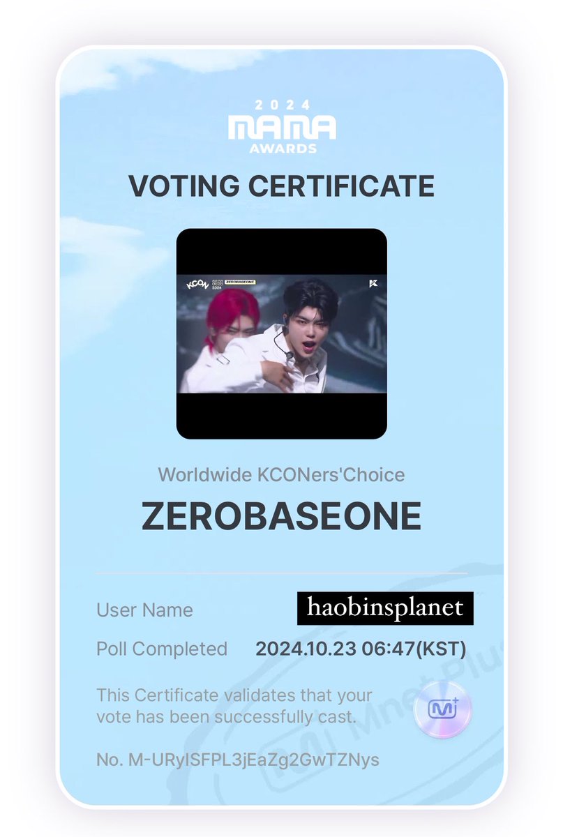 haobinsplanet's tweet photo. ANOTHER DAY ANOTHER VOTE! remember to vote today and usual please drop the tags! 🥹

My MAMA choice is #zerobaseone for #2024MAMAVOTE https://t.co/IyWfBaTs6P