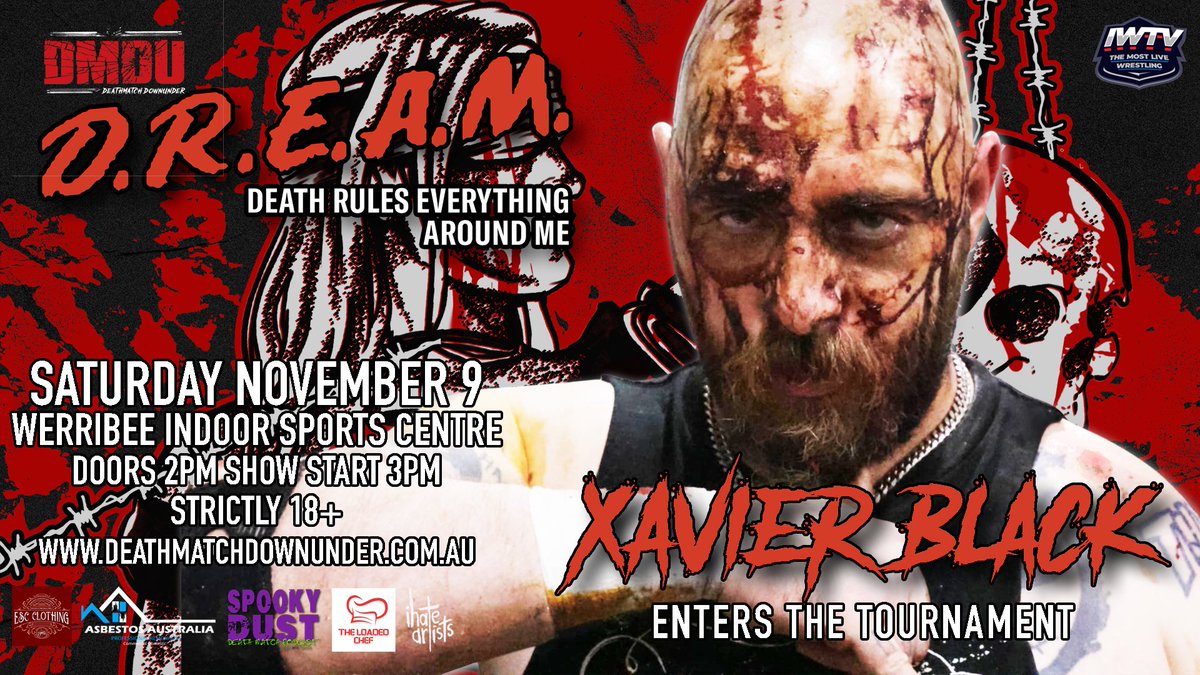 Deathmatch Downunder (@dmdownunder) on Twitter photo 🚨 #DMDUDREAM 4 ENTRANT #5 🚨
BEDS OF NAILS ANYONE!? MAT EARTH SOCIETY CHAMPION <a href="/BrawlsnBourbon/">Xavier Black</a> ENTERS HIS 3RD DREAM TOURNAMENT!
🎟️TICKETS SELLING FAST: bit.ly/3Y8uWCl 🚨 #DMDUDREAM 4 ENTRANT #5 🚨
BEDS OF NAILS ANYONE!? MAT EARTH SOCIETY CHAMPION <a href="/BrawlsnBourbon/">Xavier Black</a> ENTERS HIS 3RD DREAM TOURNAMENT!
🎟️TICKETS SELLING FAST: bit.ly/3Y8uWCl