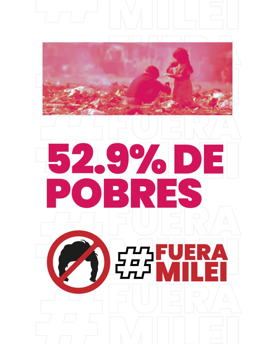 vaninabiasi's tweet photo. #FueraMilei Un gobierno que prometió que la crisis la iba a pagar la casta política y sin embargo, hunde en la pobreza a más de la mitad de la población mientras exime de impuestos a millonarios, es un gobierno que se tiene que ir. https://t.co/Gknl7YeMOH