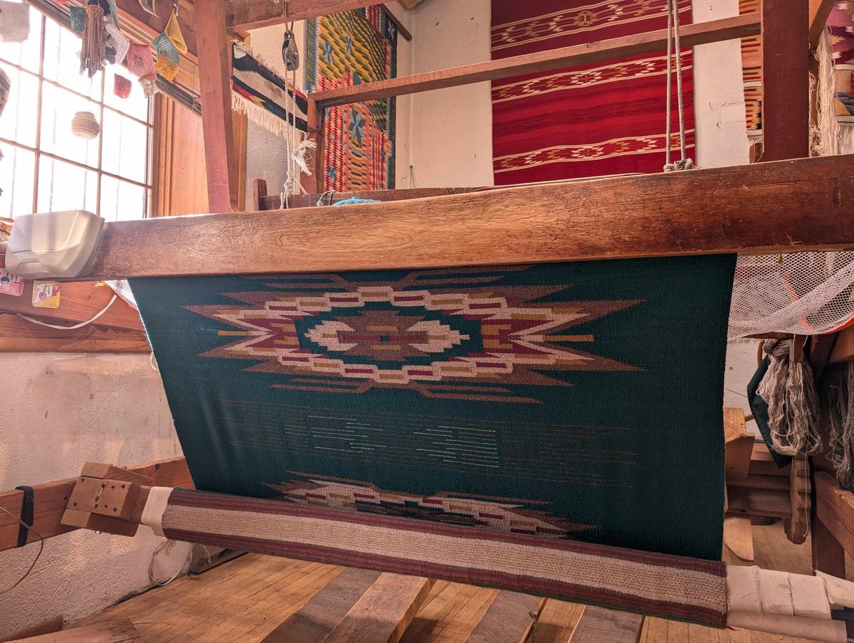 Lisa Trujillo is weaving right along!
If you stop by Centinela Traditional Arts you can see her current Chimayo weaving in progress in our show room.