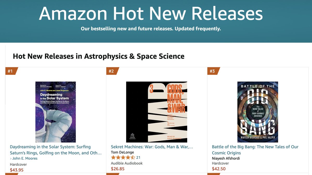 Jesse Rogerson, PhD (@jesserogerson) on Twitter photo Officially released today, our book has hit #1 on Amazon's Hot New Releases in the "Astrophysics and Space Science" category.
<a href="/tomdelonge/">Tom DeLonge</a>, I think you'd love it!
Daydreaming in the Solar System:
a.co/d/gkRg4Zs Officially released today, our book has hit #1 on Amazon's Hot New Releases in the "Astrophysics and Space Science" category.
<a href="/tomdelonge/">Tom DeLonge</a>, I think you'd love it!
Daydreaming in the Solar System:
a.co/d/gkRg4Zs
