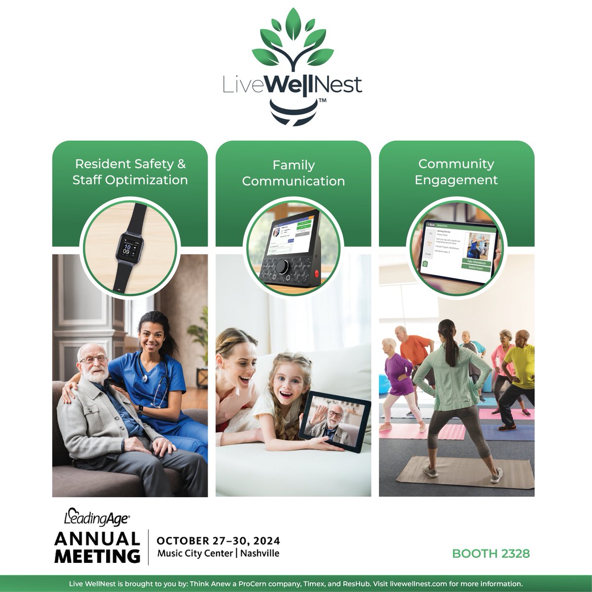 ThinkAnew1's tweet image. Find us at @LeadingAge 2024 with partners @Timex &amp;amp; @hub_res! 🎸 Join us in Nashville at booth 2328 to see Live WellNest in action—a tech solution designed for senior &amp;amp; assisted living communities. 
#LeadingAge2024 #LiveWellNest