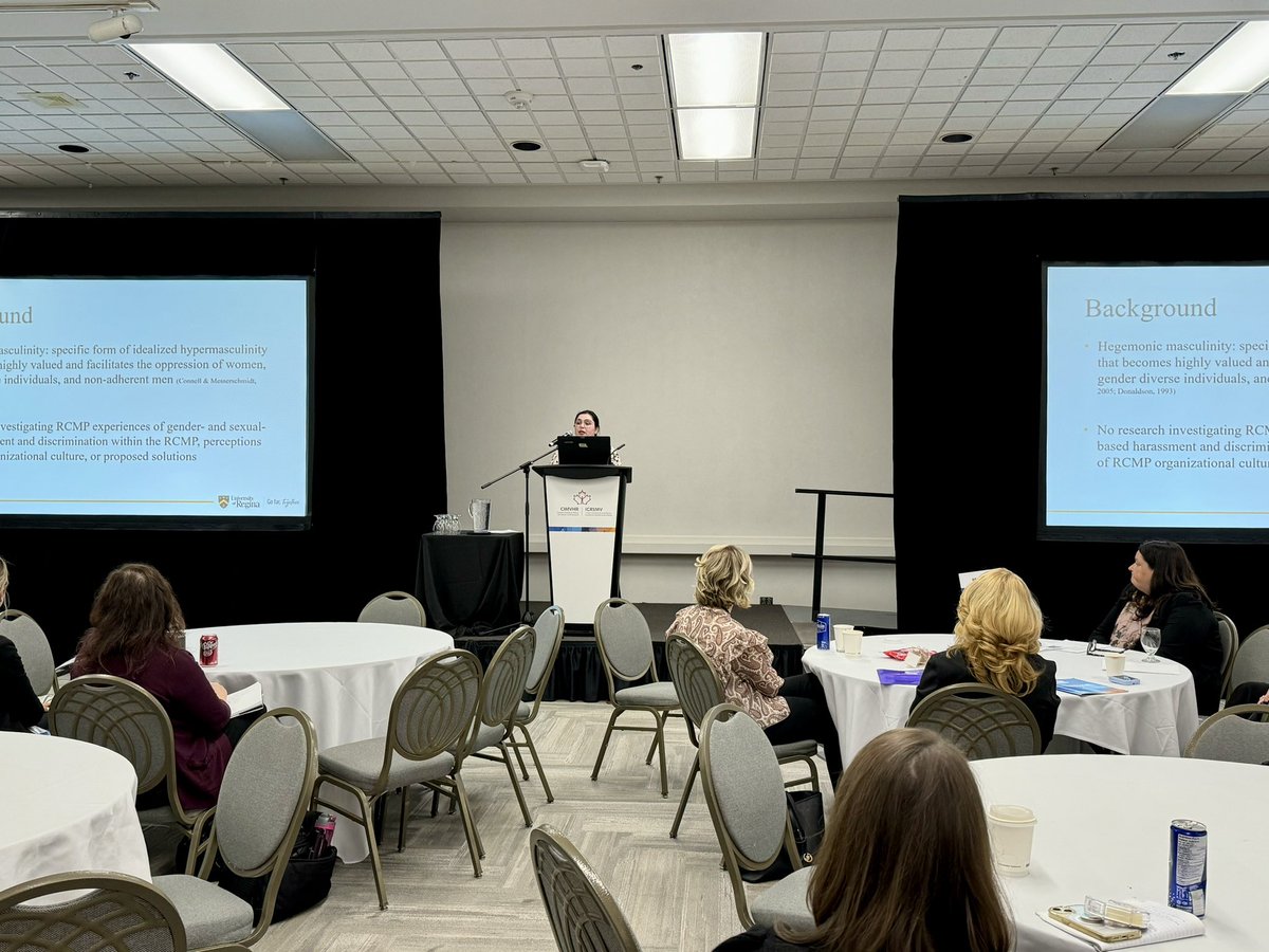 Juliana Khoury (<a href="/JulesKhoury/">Juliana Khoury</a>) presents on the topic of understanding the impact of organizational culture on sexual and gender-based harassment and discrimination among RCMP. #CIMVHRForum