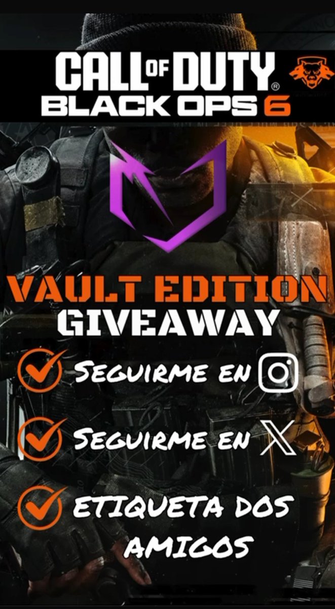 🎉 ¡GIVEAWAY! 🎁

Gana un Call of Duty Black Ops 6 Vault Edition 🔫

🚨Sigue los pasos en la foto para participar 🚨

El ganador será anunciado este jueves 24 de octubre 

¡Suerte!

#CallOfDuty #BlackOps6 #VaultEdition #Giveaway #Gaming