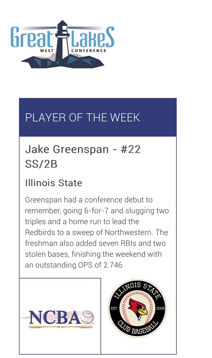 Another week, another conference player of the week! Congrats to <a href="/JakeGreenspan/">Jake Greenspan</a> on taking home conference player of the week after an outstanding weekend vs Northwestern! More to come from this guy!