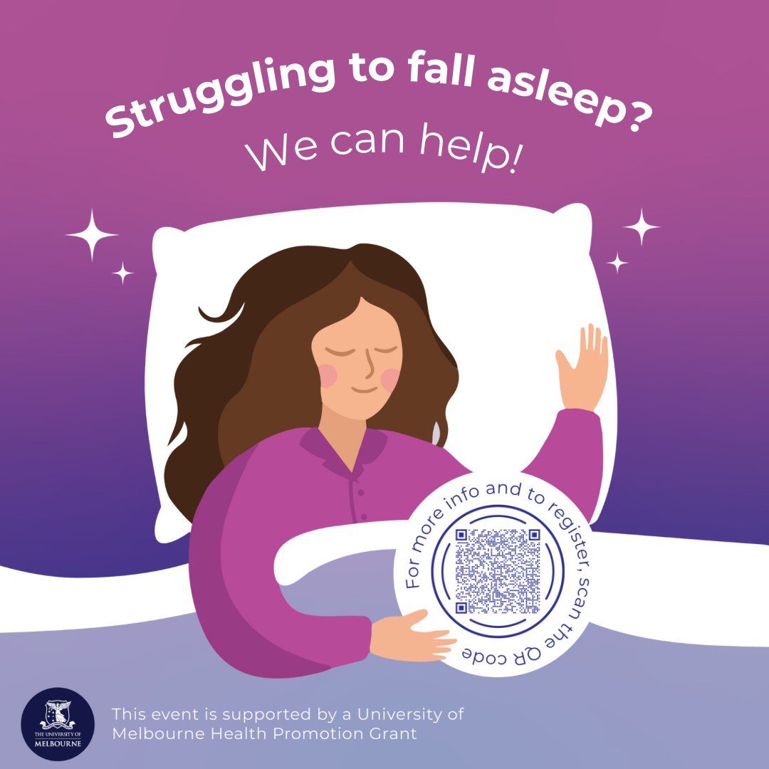 Hailey Meaklim, PhD, DBSM (@sleeppsych_aus) on Twitter photo Last chance to register for our #sleep workshop, "How to Fall Asleep Easily: Sleep Tips for the John Tinder Sleep Laboratory."
This is a FREE event for <a href="/UniMelb/">University of Melbourne</a> students, hosted by the <a href="/BAMH_Hub/">Brain and Mental Health Hub</a> and supported by a UoM Health Promotion Grant with <a href="/AmyJordanSleep/">Amy Jordan</a> and Shima Rouhi. Last chance to register for our #sleep workshop, "How to Fall Asleep Easily: Sleep Tips for the John Tinder Sleep Laboratory."
This is a FREE event for <a href="/UniMelb/">University of Melbourne</a> students, hosted by the <a href="/BAMH_Hub/">Brain and Mental Health Hub</a> and supported by a UoM Health Promotion Grant with <a href="/AmyJordanSleep/">Amy Jordan</a> and Shima Rouhi.