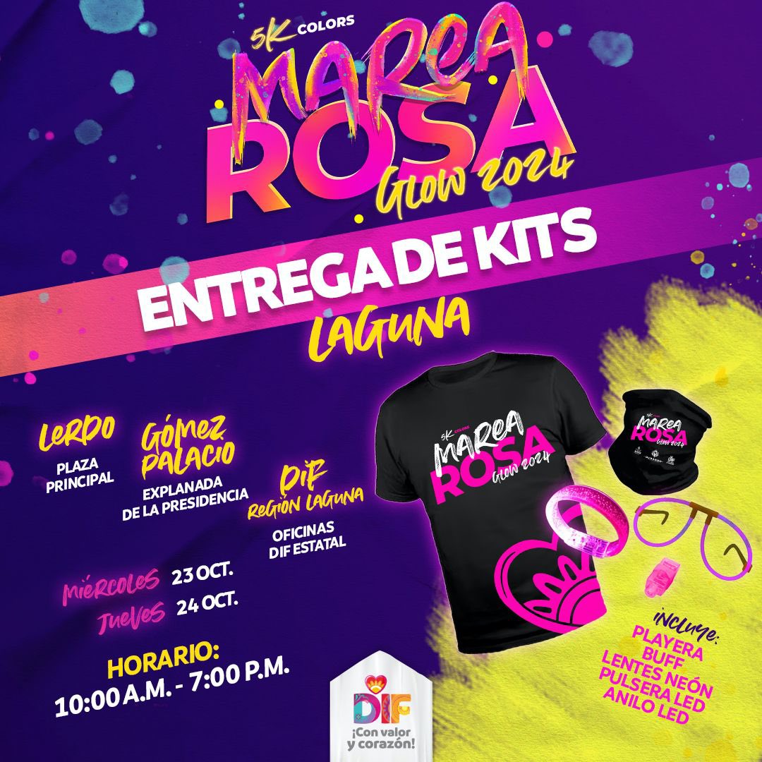 Les comparto información para la entrega de kits en La Laguna 🩷

El viernes viviremos Marea Rosa Glow partiendo de la Torre Eiffel 🌊🎀
¡Te esperamos!