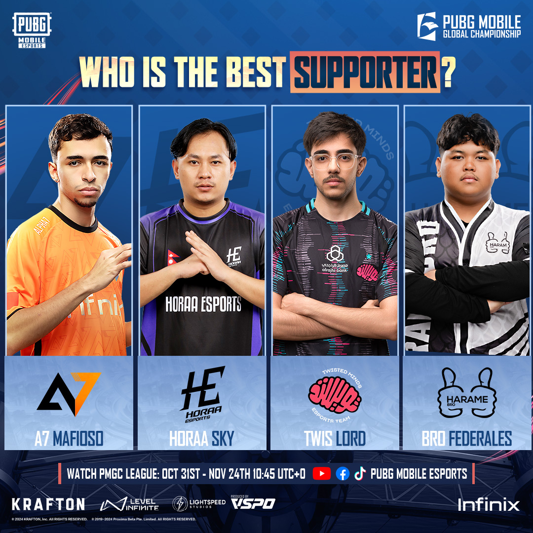 EsportsPUBGM's tweet image. 😎Who is the best field Supporter in your mind?

💭Share your answers in the comments below! 

🔥Download PUBG MOBILE now: pubgmobile.live/24pmgcx

#PUBGMOBILE #PUBGMOBILEESPORTS #PMGC #PMGC2024