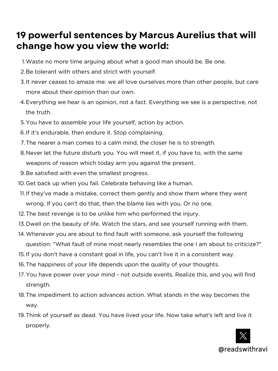 readswithravi's tweet photo. 19 powerful sentences by Marcus Aurelius that will change how you view the world: https://t.co/QhzlRM9J2b