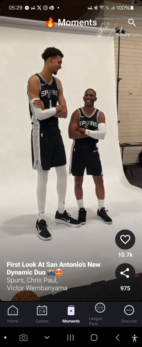 microfoneman's tweet photo. @CP3 looks like an 8 year old boy next to @wemby. That's wild! https://t.co/cZ3WGgDju1