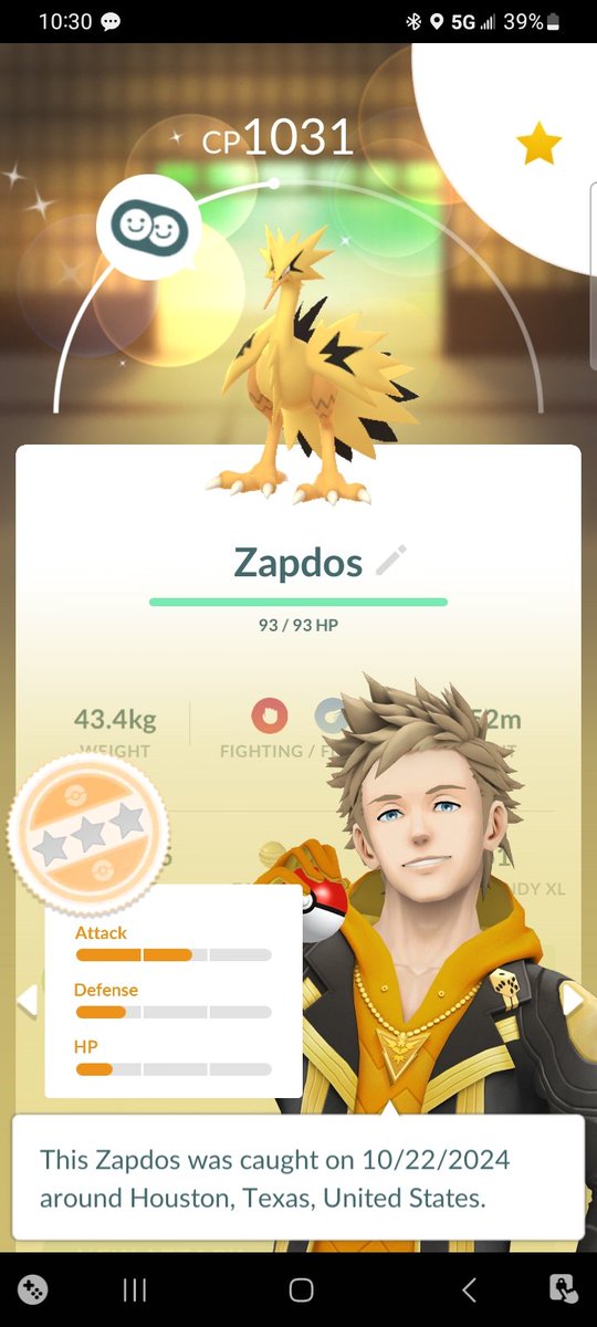 Woo_Dude's tweet photo. @JT_Valor @JTGily @thetrainerclubb @MYSTIC7 @_ZoeTwoDots 😳😳😳 Miracles can happen! Let's go Team Instinct! Still can't believe it! #PokemonGO #GalarianBird #Zapdos #DailyIncense https://t.co/cDXA8mNe1P