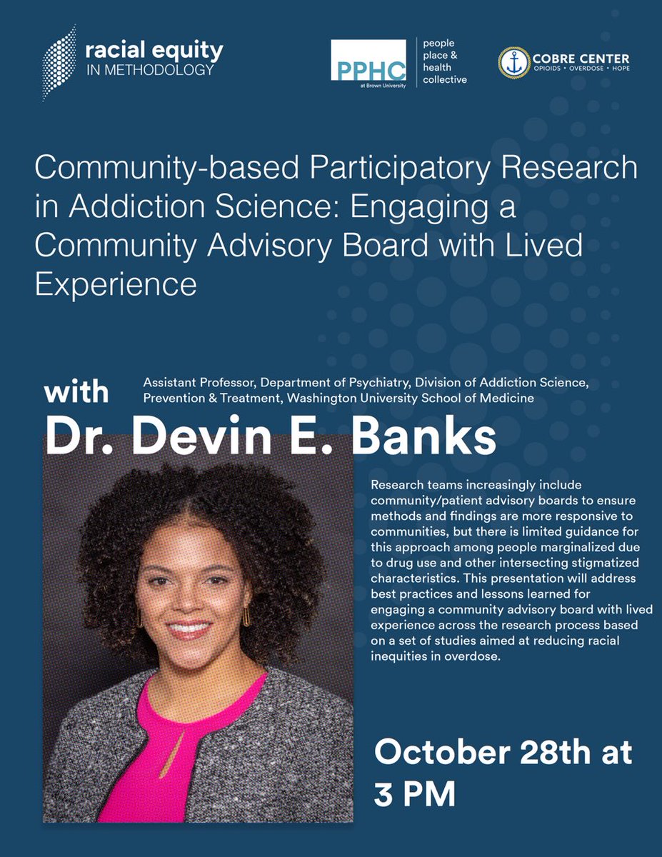 Register for the first webinar in a new series focused on methods for promoting racial/ethnic health equity focused on the nation’s addiction and overdose crisis. events.brown.edu/event/297797-c…