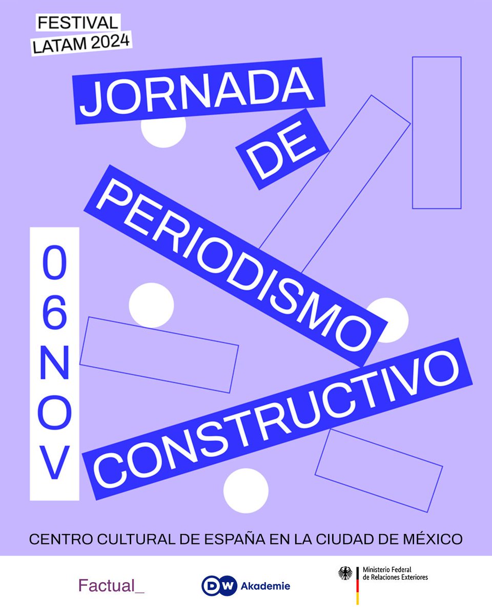 Distintas Latitudes (@dlatitudes) on Twitter photo ¿Es posible cubrir crisis y conflictos desde una mirada más allá de la violencia? 👁️
🌎 Periodistas de toda América Latina nos cuentan en una Jornada de Periodismo Constructivo en el #FestivalLATAM, en alianza con <a href="/DW_Akademie_es/">DW Akademie América Latina</a>
Aparta tu lugar 👉🏻 :festival-latam2024.boletia.com ¿Es posible cubrir crisis y conflictos desde una mirada más allá de la violencia? 👁️
🌎 Periodistas de toda América Latina nos cuentan en una Jornada de Periodismo Constructivo en el #FestivalLATAM, en alianza con <a href="/DW_Akademie_es/">DW Akademie América Latina</a>
Aparta tu lugar 👉🏻 :festival-latam2024.boletia.com