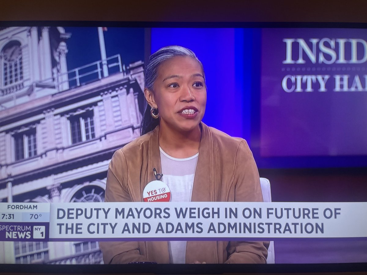 RachelFee4NY's tweet photo. @MTorresSpringer sporting her #YestoHousing pin on @InsideCityHall with @errollouis! #CityofYes https://t.co/jBIrIQdCGX