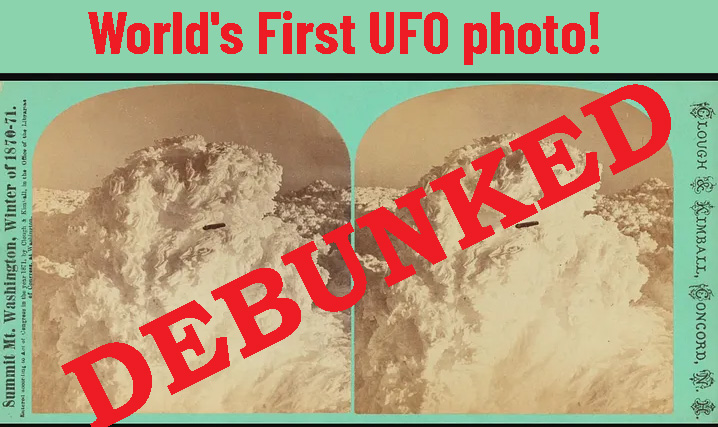 Python4Fun's tweet image. This is the World’s Oldest UFO Photograph by @jccraig link.medium.com/DDHaNCxKUNb #UFO #Debunked #UFOHistory #MathWins Mt. Washington photo - was a stereogram - here&apos;s what that can tell us!