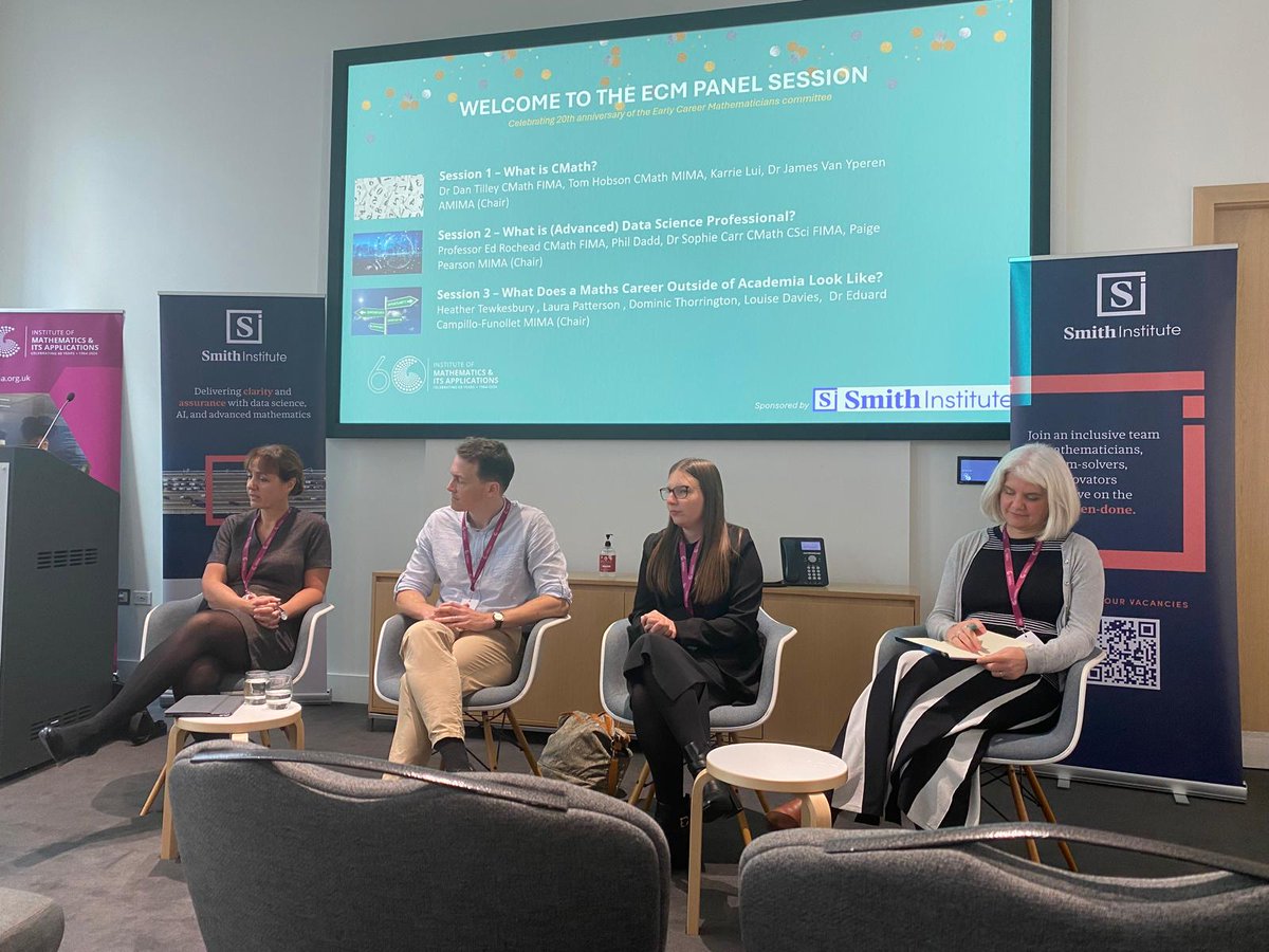 Hypatia Analytics (@hypatiaanalytic) on Twitter photo Highlighting speakers from <a href="/IMAmaths/">IMA</a> 60th anniversary:
- Heather Tewkesbury, <a href="/smithinst/">Smith Institute</a>
- Louise Davies, <a href="/UKCivilService/">UK Civil Service</a>
- Dominic Thorrington, health economist
- Laura Patterson, NatWest
These leaders show how maths powers real-world innovation, strategy & decision-making!π Highlighting speakers from <a href="/IMAmaths/">IMA</a> 60th anniversary:
- Heather Tewkesbury, <a href="/smithinst/">Smith Institute</a>
- Louise Davies, <a href="/UKCivilService/">UK Civil Service</a>
- Dominic Thorrington, health economist
- Laura Patterson, NatWest
These leaders show how maths powers real-world innovation, strategy & decision-making!π